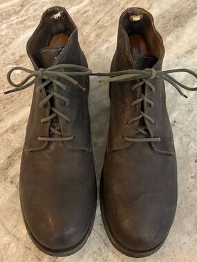 OFFICINE CREATIVE Boots Brown Distressed Leather Lace Up Ankle Combat 42/9